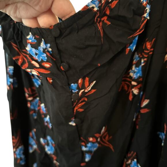 NWT City Chic Plus Size 22 Black & Blue Floral Off the Shoulder Mini Dress - Picture 6 of 11